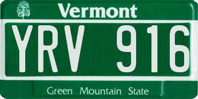 VT license plate YRV916
