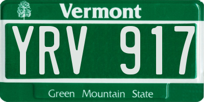 VT license plate YRV917