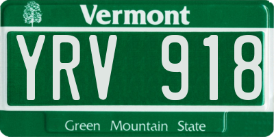 VT license plate YRV918