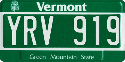 VT license plate YRV919