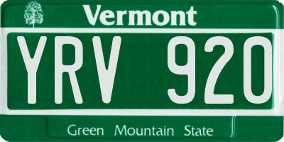 VT license plate YRV920