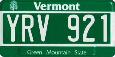 VT license plate YRV921