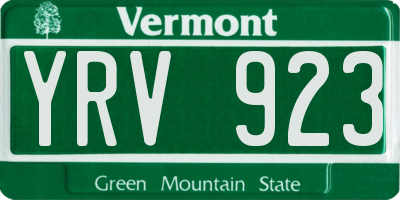 VT license plate YRV923
