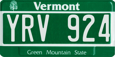 VT license plate YRV924
