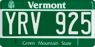 VT license plate YRV925