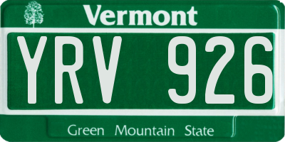 VT license plate YRV926