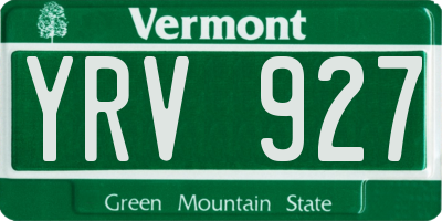 VT license plate YRV927