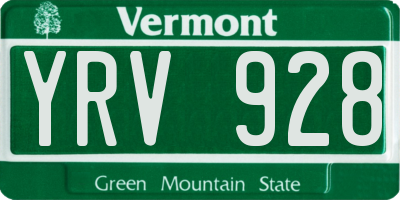 VT license plate YRV928