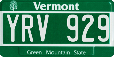 VT license plate YRV929