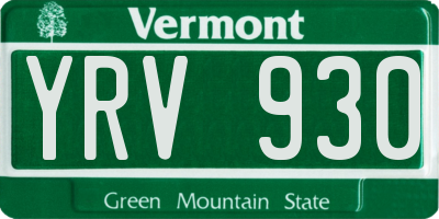VT license plate YRV930