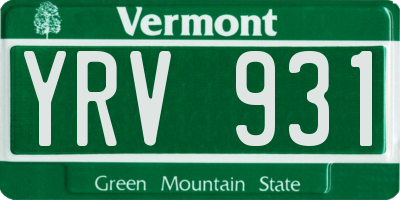 VT license plate YRV931