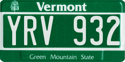 VT license plate YRV932