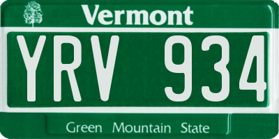 VT license plate YRV934