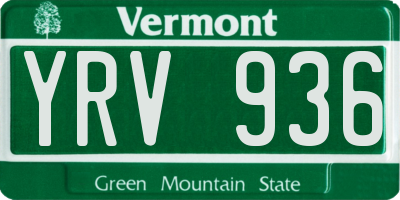 VT license plate YRV936