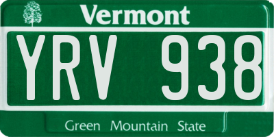 VT license plate YRV938