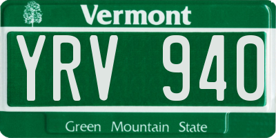 VT license plate YRV940