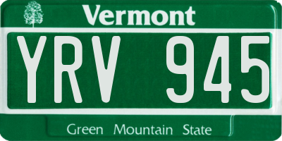 VT license plate YRV945
