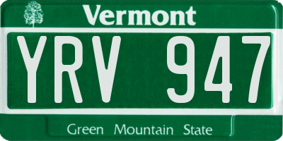 VT license plate YRV947