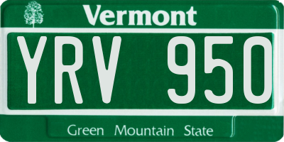 VT license plate YRV950