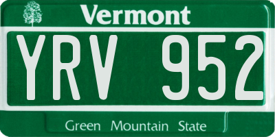VT license plate YRV952
