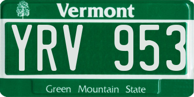 VT license plate YRV953
