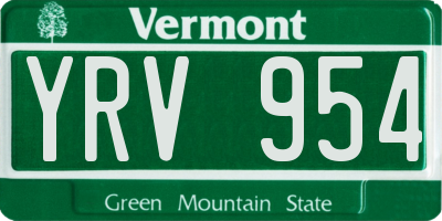 VT license plate YRV954