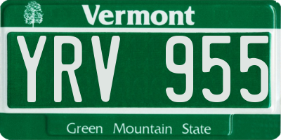 VT license plate YRV955