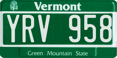 VT license plate YRV958