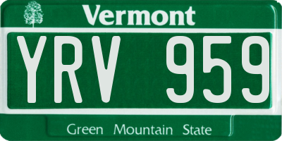 VT license plate YRV959
