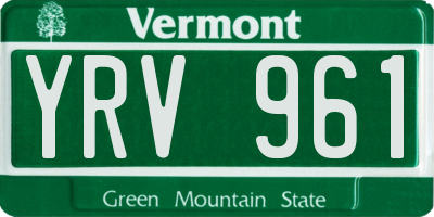 VT license plate YRV961