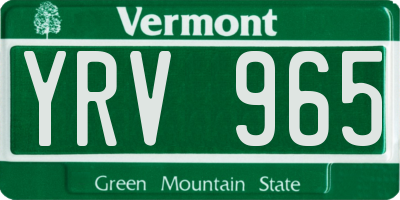 VT license plate YRV965