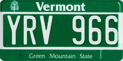 VT license plate YRV966