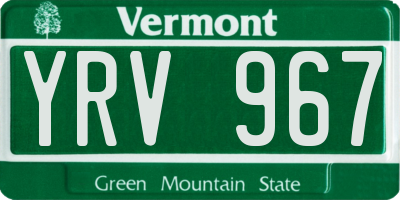 VT license plate YRV967