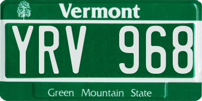 VT license plate YRV968