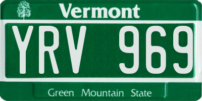 VT license plate YRV969