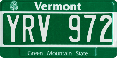 VT license plate YRV972