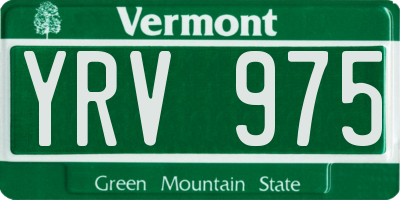 VT license plate YRV975