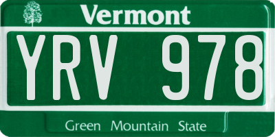 VT license plate YRV978