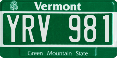 VT license plate YRV981