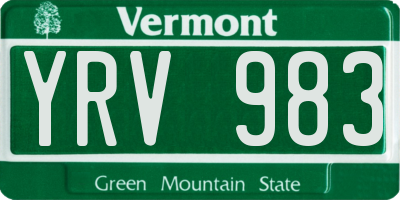 VT license plate YRV983
