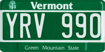 VT license plate YRV990