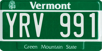 VT license plate YRV991