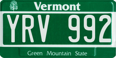 VT license plate YRV992