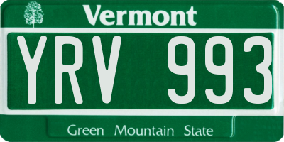 VT license plate YRV993