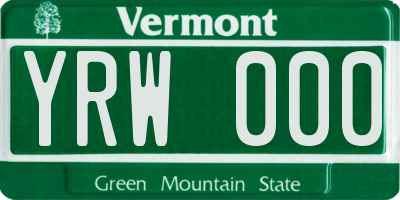 VT license plate YRW000