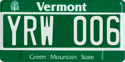 VT license plate YRW006