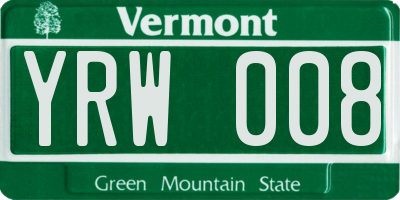 VT license plate YRW008