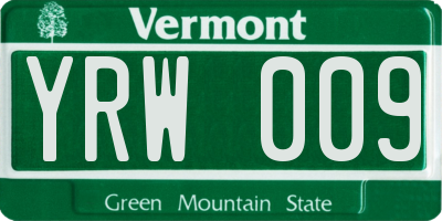 VT license plate YRW009