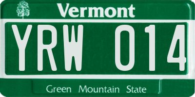 VT license plate YRW014