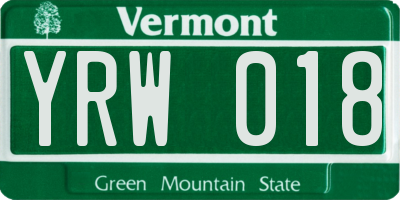 VT license plate YRW018